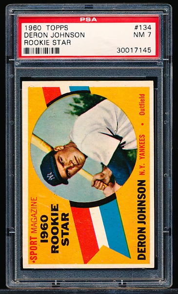1960 Topps Baseball- #134 Deron Johnson, Yankees- PSA NM 7