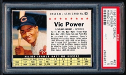 1961 Post Cereal Bb- #63 Vic Power,Cleveland Indians- PSA Ex 5