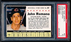 1961 Post Cereal Bb- #67 John Romano, Cleveland Indians- PSA Ex 5