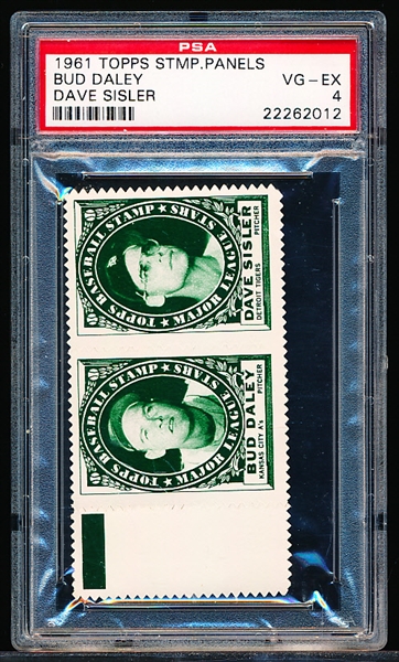 1961 Topps Baseball Stamp Panel with Tab- Bud Daley/ Dave Sisler- PSA Vg-Ex 4