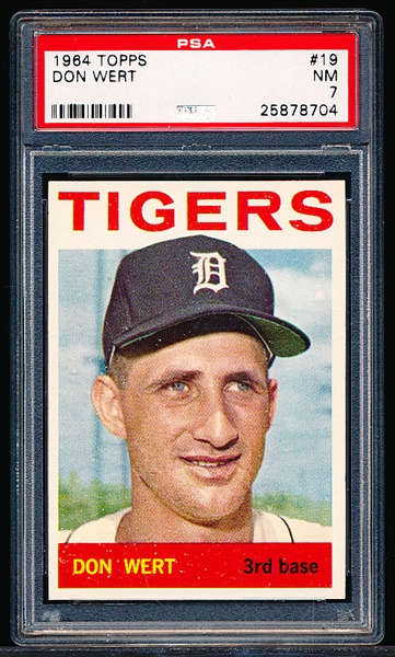 1964 Topps Bb- #19 Don Wert, Tigers- PSA NM 7