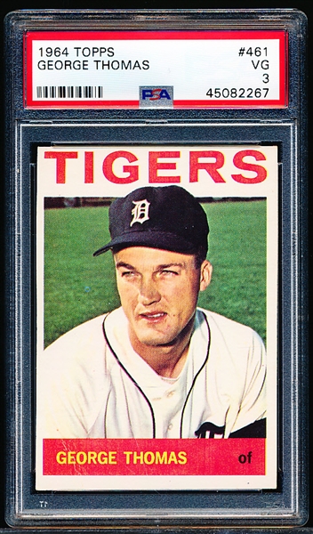 1964 Topps Bb- #461 George Thomas, Tigers- PSA Vg 3