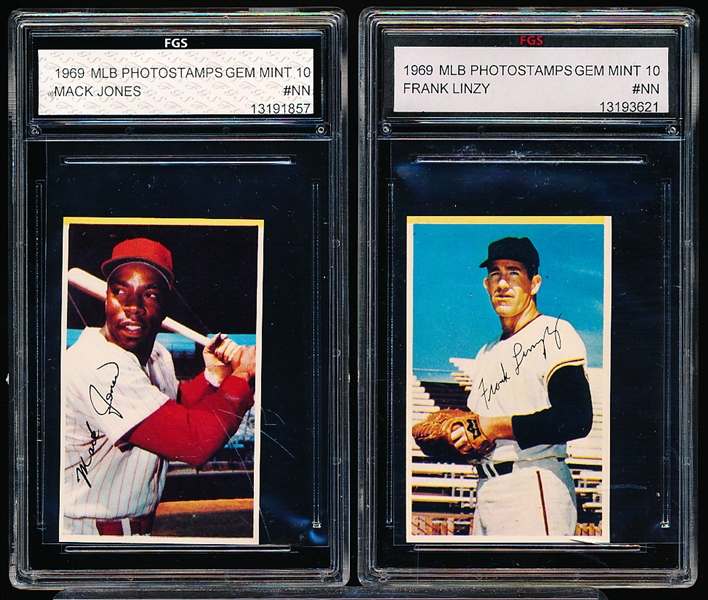 1969 MLB Photostamps- 2 Diff- FGS Graded