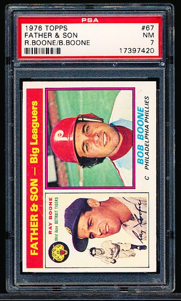 1976 Topps Baseball- #67 Father & Son (Boones)- PSA NM 7
