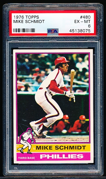 1976 Topps Baseball- #480 Mike Schmidt, Phillies- PSA Ex-Mt 6