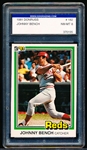 1981 Donruss Bb- #182 Johnny Bench, Reds- IGS Grading Nm-Mt 8