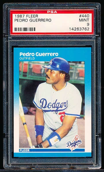 1987 Fleer Bb- #440 Pedro Guerrero, Dodgers- PSA Mint 9