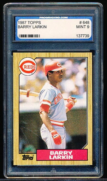 1987 Topps Bb- #648 Barry Larkin, Reds- ProGrading Mint 9