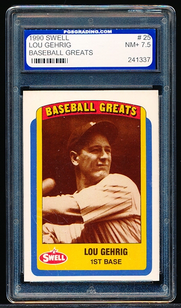 1990 Swell Baseball Greats- #25 Lou Gehrig- PGS Grading NM+ 7.5