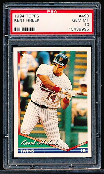 1994 Topps Bb- #490 Kent Hrbek, Twins- PSA Gem Mint 10