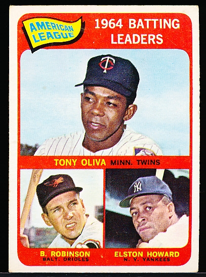 1965 Topps Baseball- #1 AL Batting Ldrs- Oliva/ Br. Robinson/ E. Howard