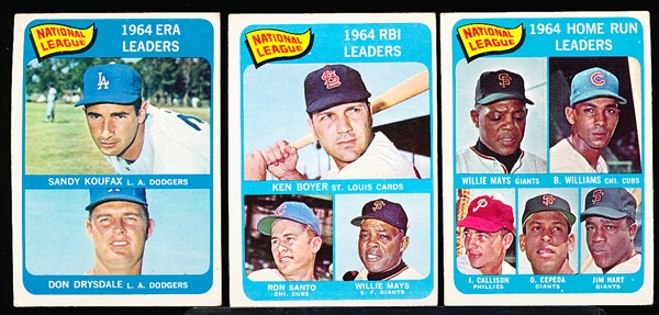 1965 Topps Baseball- 3 Diff Leaders