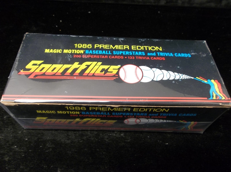 1986 Sportflics Bsbl.- 1 Complete Factory Set of 200 with Unopened Pack and Checklist on Top