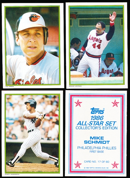 1986 Topps Bsbl. “Glossy All-Stars”- 1 Complete Set of 60 Cards