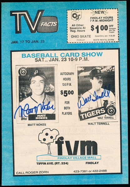Auto’d Matt Nokes & Walt Terrell January 17-22, 1988 TV Facts Magazine for North Central Ohio Communities