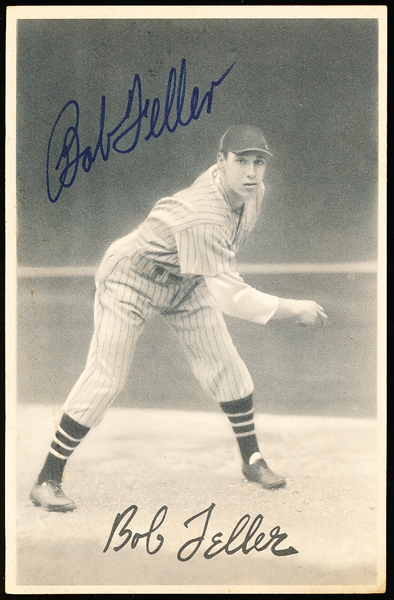 Autographed Bob Feller Cleveland Indians MLB 1939 Diamond Stars Premium Reprint B/W 4-¾” x 7-¼” Photo