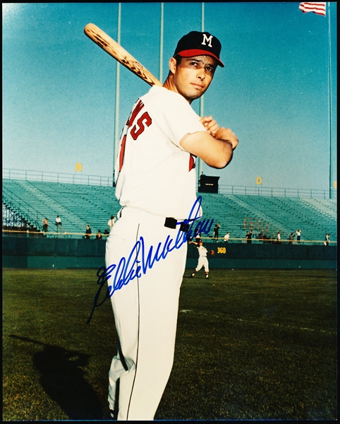 Autographed Eddie Mathews Milwaukee Braves MLB Color 8” x 10” Photo