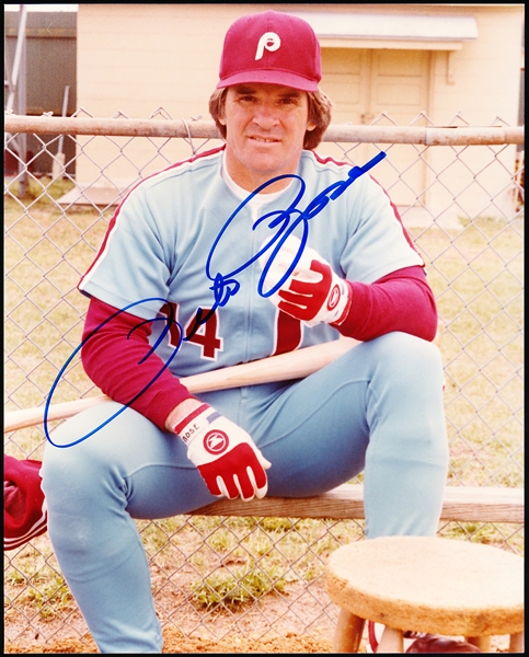 Autographed Pete Rose Philadelphia Phillies MLB Color 8” x 10” Photo