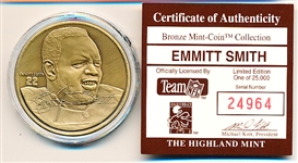 1990’s Highland Mint Ftbl. Bronze Medallion Coin- Emmitt Smith