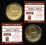 1990’s Highland Mint Ftbl. Bronze Medallion Coins- Emmitt Smith- 2 Coins