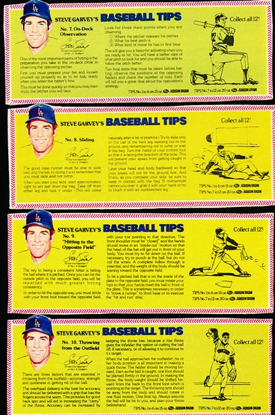 1979 Raisin Bran Bsbl.- Steve Garvey’s Baseball Tips- 9 Diff. Cards