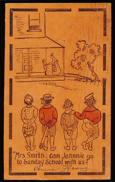 Early 1900’s Leather (Deerskin) Postcard with Baseball Theme! 