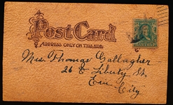 Early 1900’s Leather (Deerskin) Postcard with Baseball Theme! 