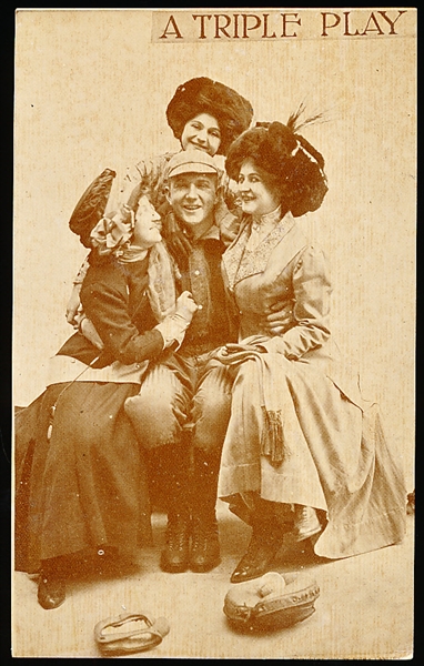 1910 Roth & Langley Phototone Base Ball Postcard- “A Triple Play”