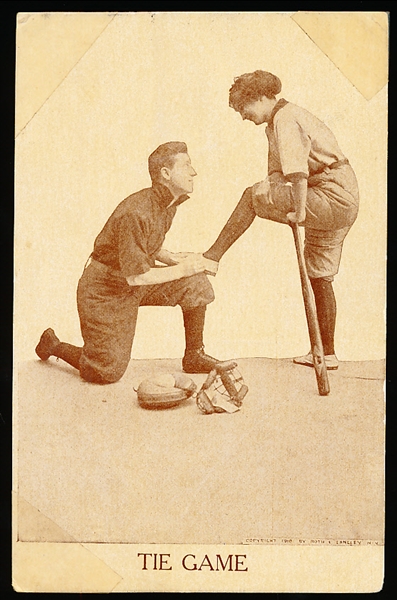 1910 Roth & Langley Phototone Base Ball Ad Back Postcard- “Tie Game”