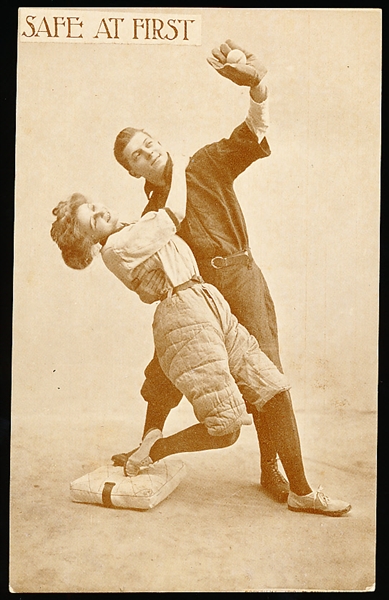1910 Roth & Langley Phototone Base Ball Postcard- “Safe At First”