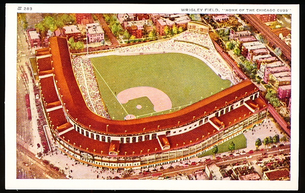 American Colortype Co. “#283- Wrigley Field, Home of the Chicago Cubs” Smooth Linen White Border Postcard