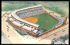 Curteich “9A-H634, 162 Wrigley Field, Home of the Chicago Cubs” Linen Postcard