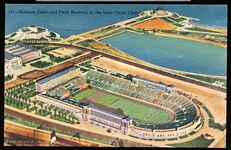 Curteich “1B-H2446, 121 Soldiers Field and Field Museum at the Lake Front, Chicago” Linen Postcard