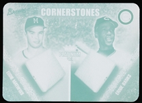 2002 Fleer Platinum Bb- Metal Printing Plate- “Cornerstones”- #29 Eddie Mathews/ Ernie Banks- 1 of 1