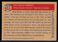 2007 Topps Heritage National Convention Retro Bb- #411 Yogi Berra/ Mickey Mantle (Fall Classic Teammates)