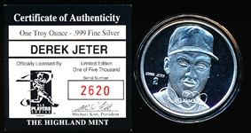 Derek Jeter Highland Mint .999 Fine Silver One Troy Ounce Medallion- #2620/5,000