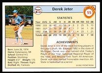 1992 Front Row Draft Bb- #55 Derek Jeter, Kalamazoo
