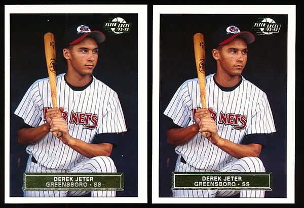 1992-93 Fleer Excel Minor League Bb- #210 Derek Jeter, Greensboro Hornets- 2 Cards