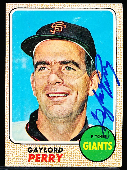 Autographed 1968 Topps Bsbl. #85 Gaylord Perry, Giants