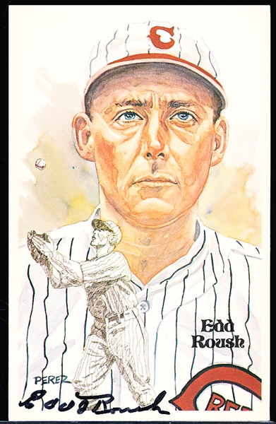 Autographed 1980 Perez-Steele Bsbl. HOF Postcards #90 Edd Roush, Reds