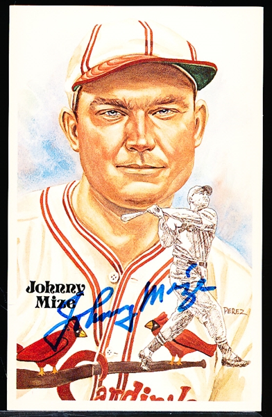 Autographed 1981 Perez-Steele Bsbl. HOF Postcards #176 Johnny Mize, Cardinals