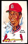 Autographed 1985 Perez-Steele Bsbl. HOF Postcards #190 Lou Brock, Cardinals
