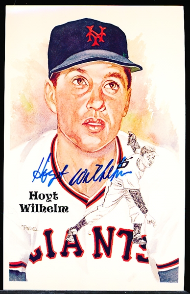 Autographed 1985 Perez-Steele Bsbl. HOF Postcards #193 Hoyt Wilhelm, N. Y. Giants