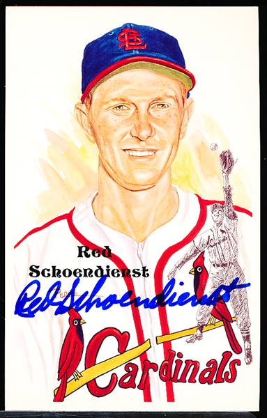 Autographed 1989 Perez-Steele Bsbl. HOF Postcards #203 Red Schoendienst, Cardinals