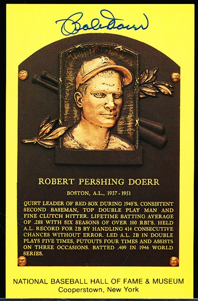 Autographed BB HOF Gold Plaque Postcard- Bobby Doerr