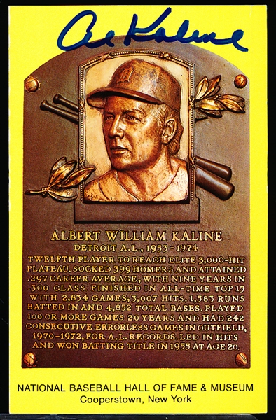 Autographed BB HOF Gold Plaque Postcard- Al Kaline