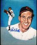 Autographed Bob Feller Cleveland Indians MLB Doug West Drawn Color 8” x 10” Photo
