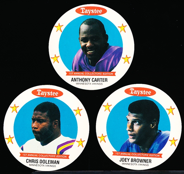 1989 Taystee Minnesota Vikings NFL Discs- 1 Complete Set of 12 Discs