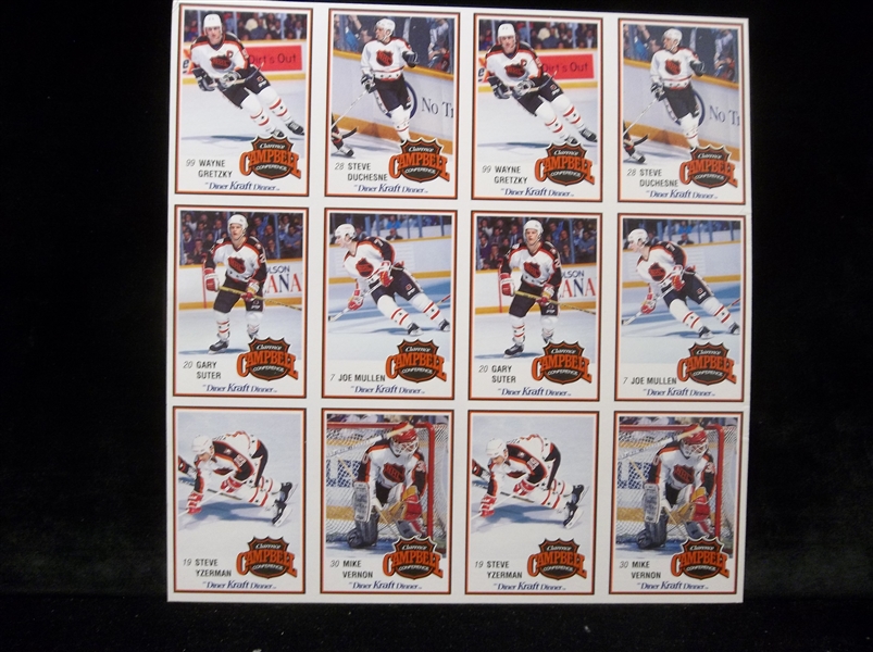 1989-90 Kraft Hockey 12-Card Uncut Sheet