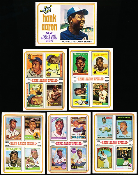 1974 Topps Bb- Hank Aaron- 6 Cards